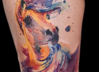 Tattoo, horse, aquarell technique